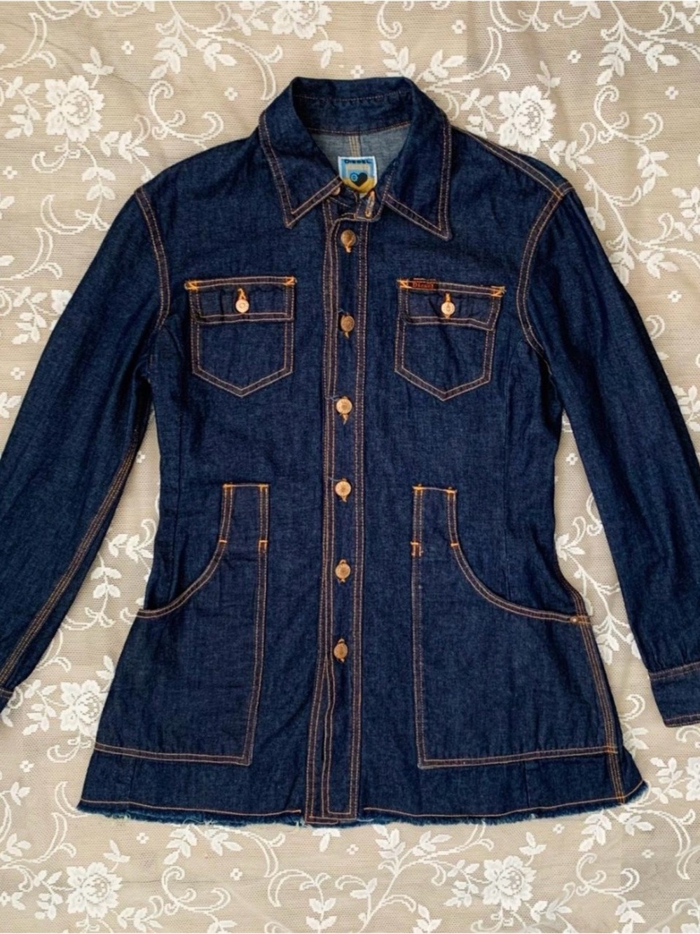 Diesel Dark Wash Denim Jacket with Contrast Stitching
